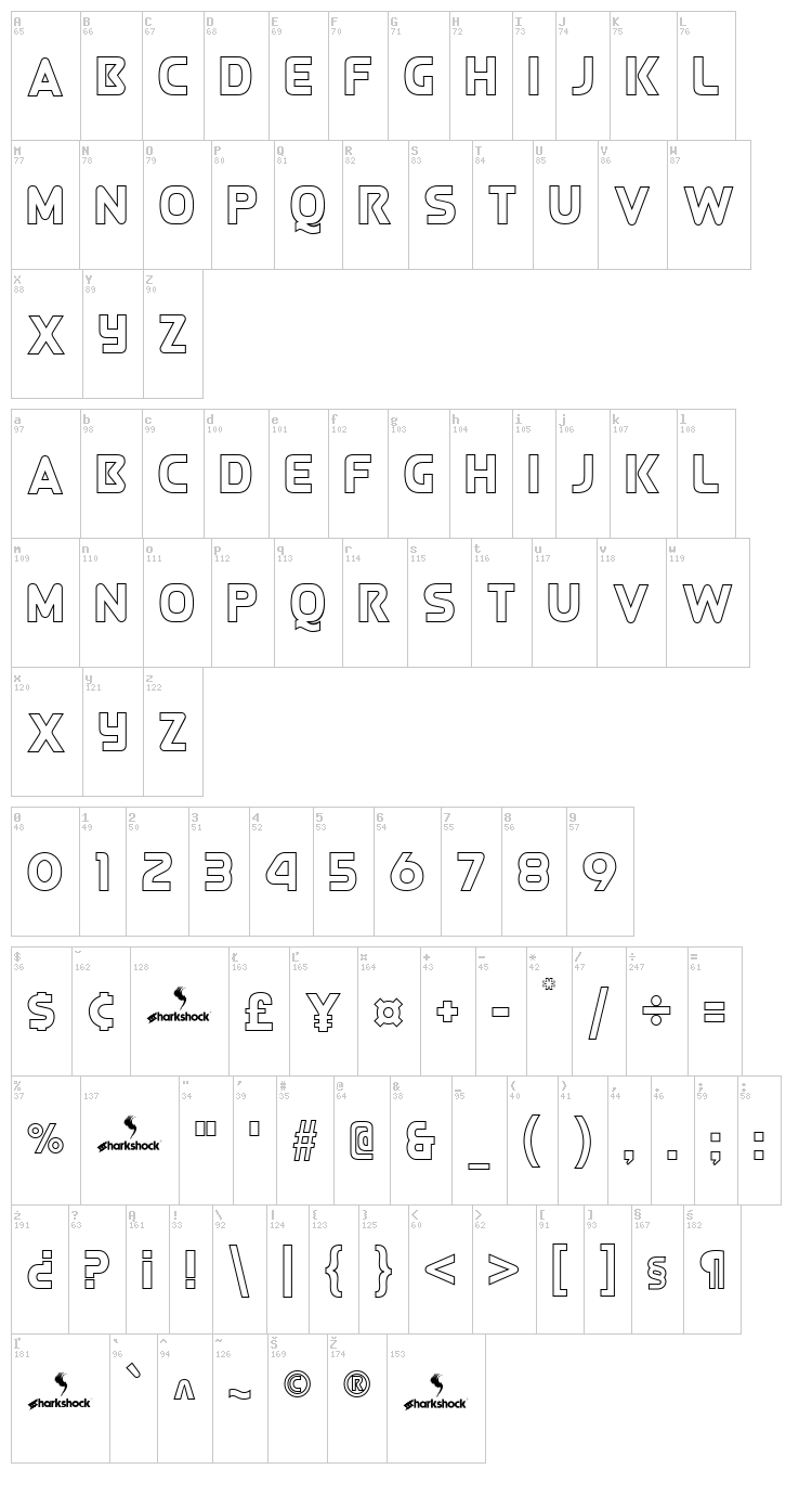 Queen of Camelot font map